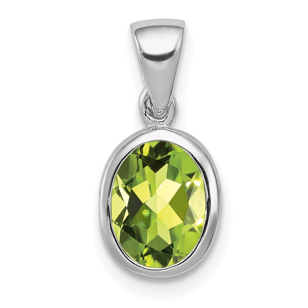 Sterling Silver Rhodium Plated Peridot August Birthstone Mini Charm Pendant 70$